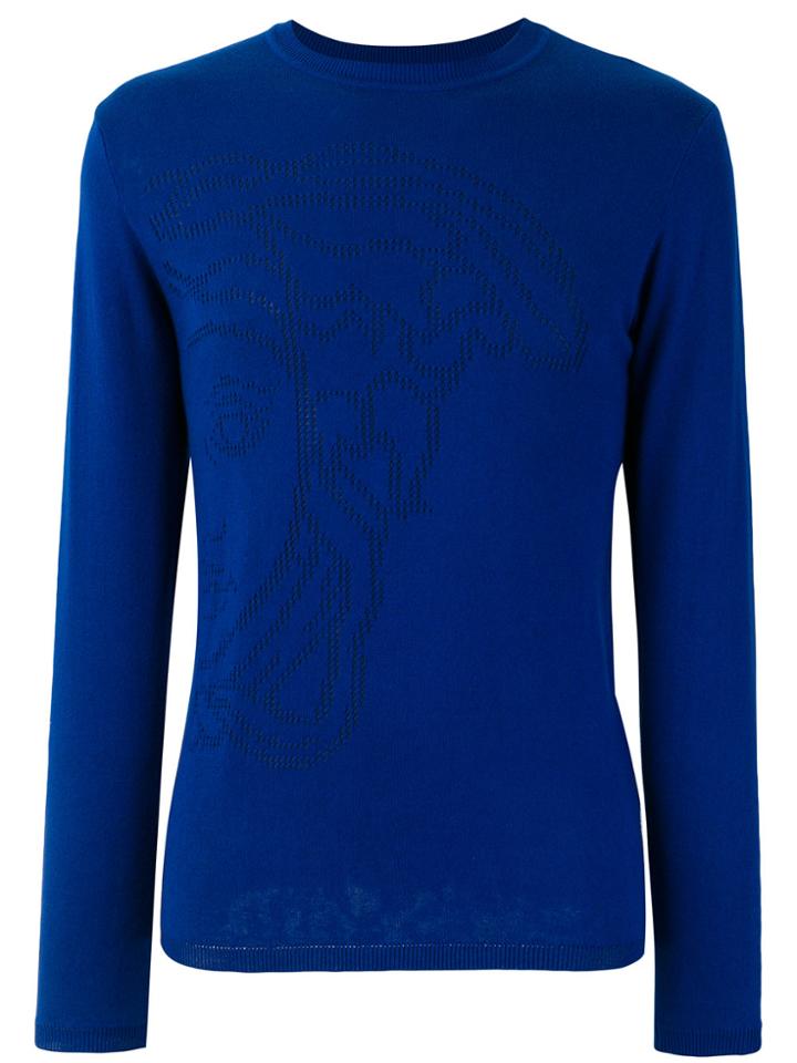 Versace Collection Medusa Embossed Sweater - Blue