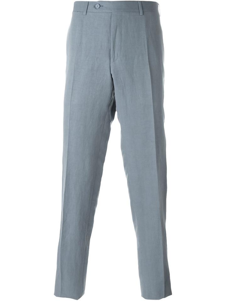 Canali Tailored Trousers, Men's, Size: 52, Blue, Silk/linen/flax