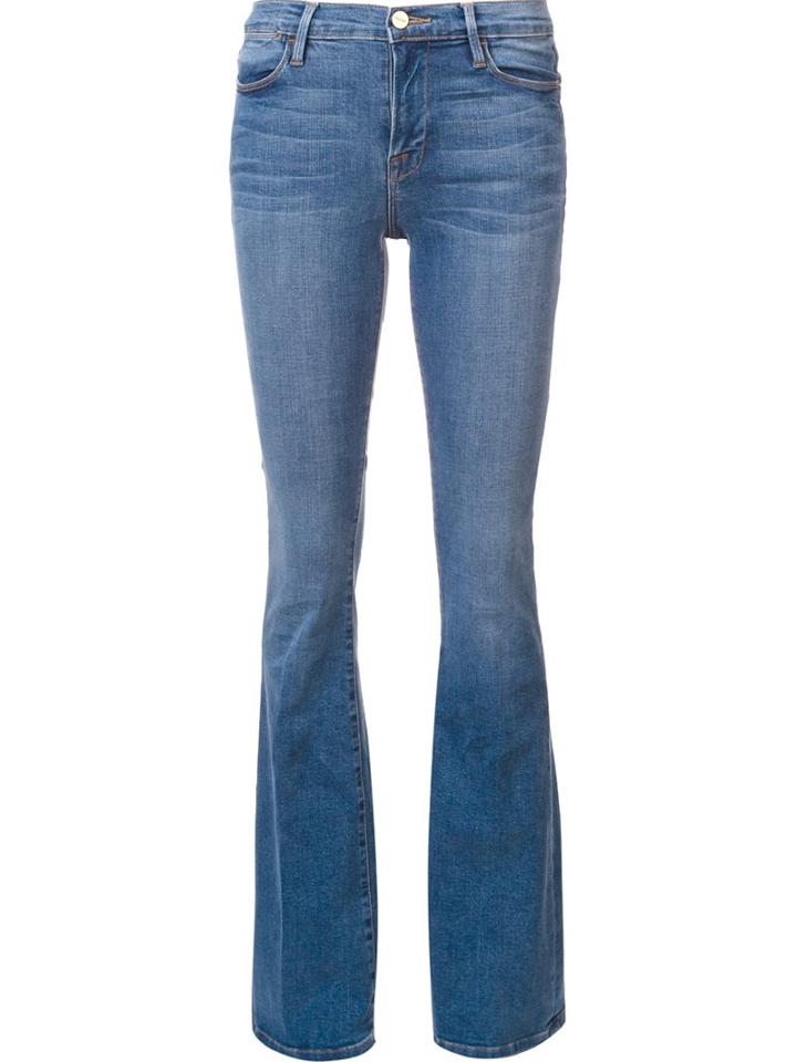 Frame Denim Flared Jeans, Women's, Size: 27, Blue, Cotton/polyester/spandex/elastane