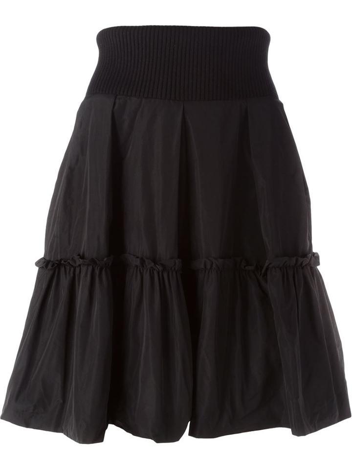 Moncler Ruffled A-line Skirt, Women's, Size: 40, Black, Polyester/polyamide