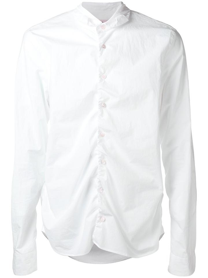 Marni Ruched Poplin Shirt, Men's, Size: 48, White, Cotton
