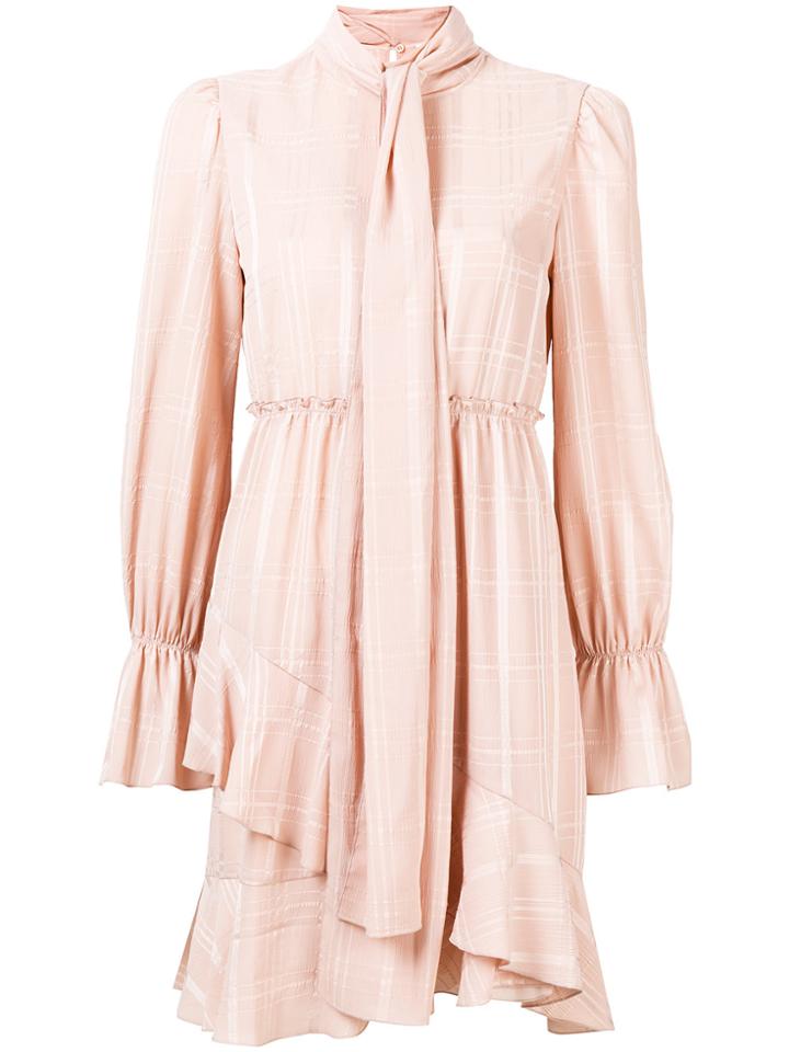 See By Chloé Checked Ruffle-hem Dress - Pink & Purple