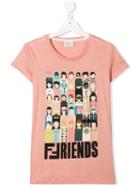 Fendi Kids Teen Friends Print T-shirt - Pink