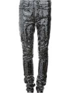 Saint Laurent Sequin Embellished Skinny Trousers, Women's, Size: 25, Black, Cotton/spandex/elastane/polyester