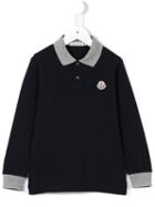 Moncler Kids Long Sleeve Polo Shirt, Boy's, Size: 12 Yrs, Blue