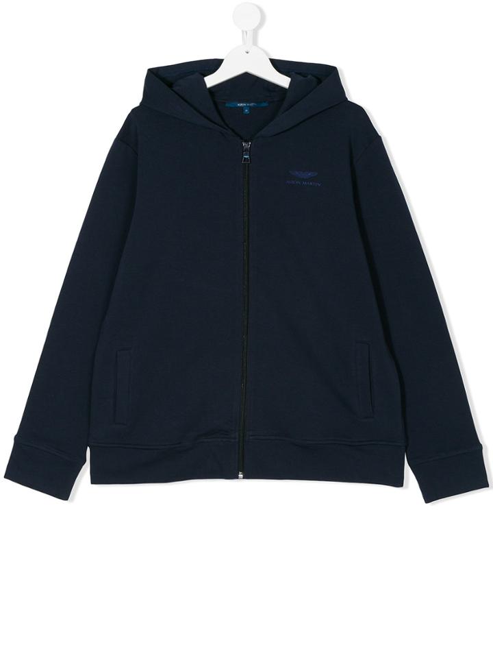Aston Martin Kids Zipped Logo Hoodie - Blue