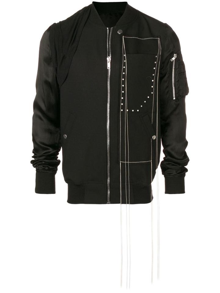 Rick Owens Stitch Detailed Bomber Jacket - Black