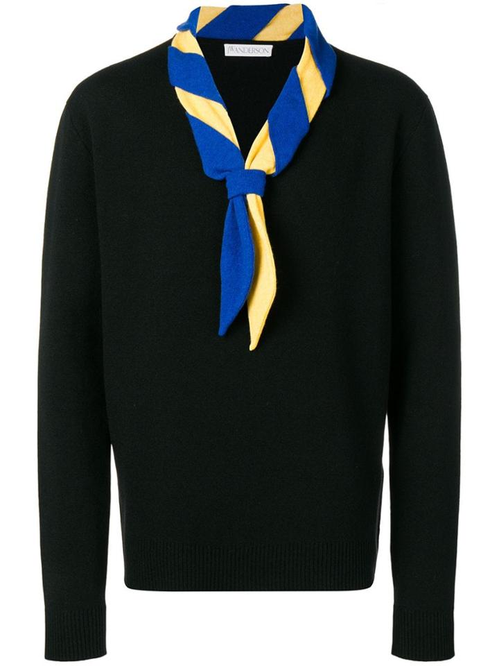Jw Anderson Scarf Detail Sweater - Black