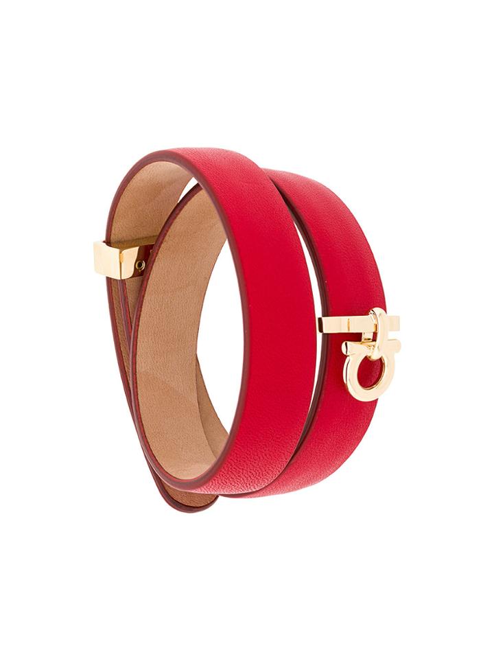 Salvatore Ferragamo Wrap-around Gancio Bracelet - Red