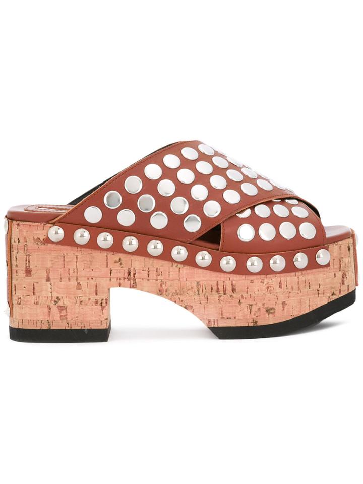 Mcq Alexander Mcqueen 'paloma' Studded Clogs - Brown