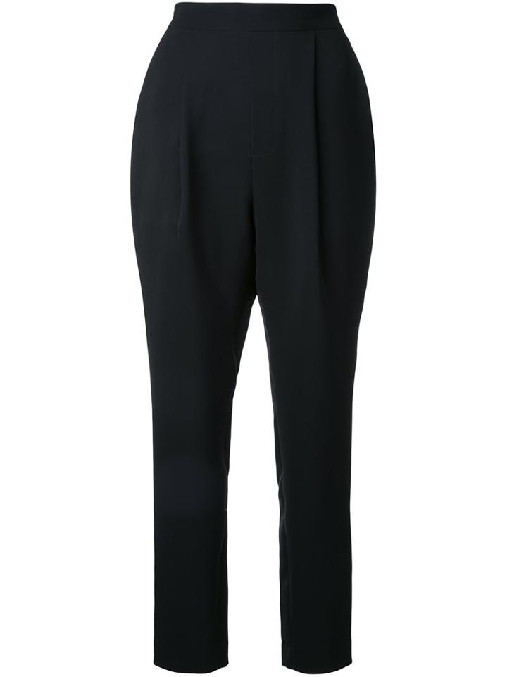 Enföld Pleated Tapered Trousers, Women's, Size: 40, Black, Polyester/polyurethane