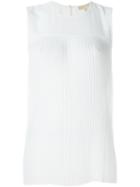 Michael Michael Kors Pleated Tank Top, Women's, Size: Small, White, Polyester