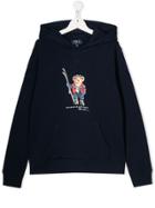 Ralph Lauren Kids Bear Logo Print Hoodie - Blue