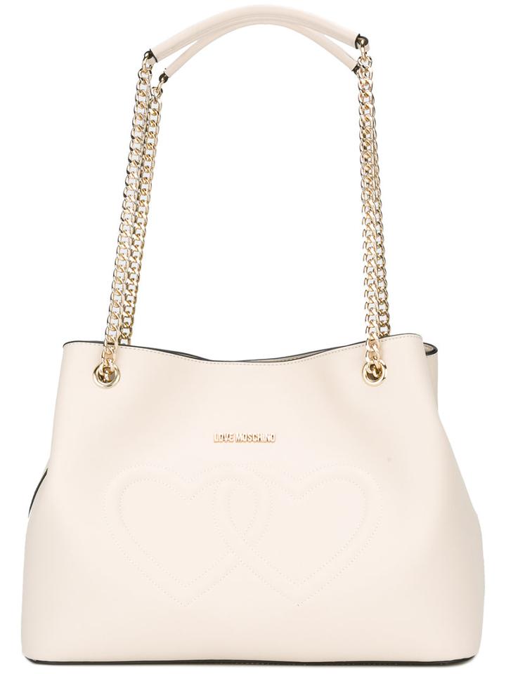 Love Moschino Heart Shoulder Bag, Women's, Nude/neutrals, Polyurethane