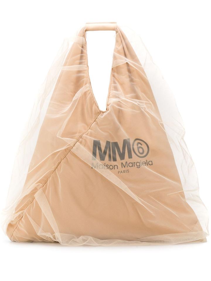 Mm6 Maison Margiela Organza Detailed Tote Bag - Neutrals