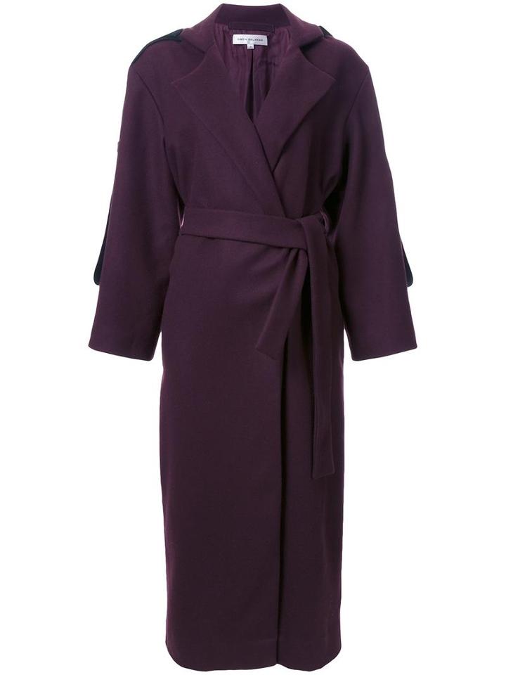 Gwen Salakaia Panelled Shoulders Belted Coat, Women's, Size: 6, Pink/purple, Wool/polyimide