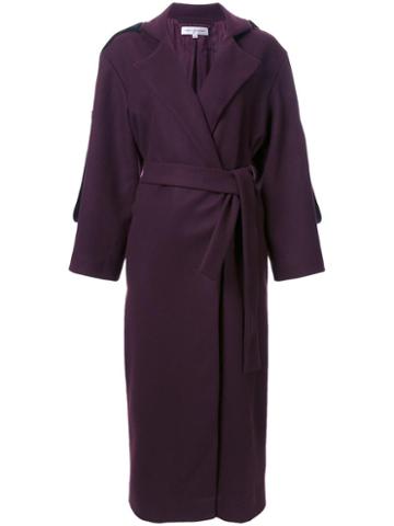 Gwen Salakaia Panelled Shoulders Belted Coat, Women's, Size: 6, Pink/purple, Wool/polyimide
