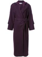 Gwen Salakaia Panelled Shoulders Belted Coat, Women's, Size: 6, Pink/purple, Wool/polyimide
