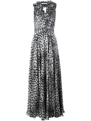 Blumarine Leopard Print Gown, Women's, Size: 42, Grey, Silk/spandex/elastane