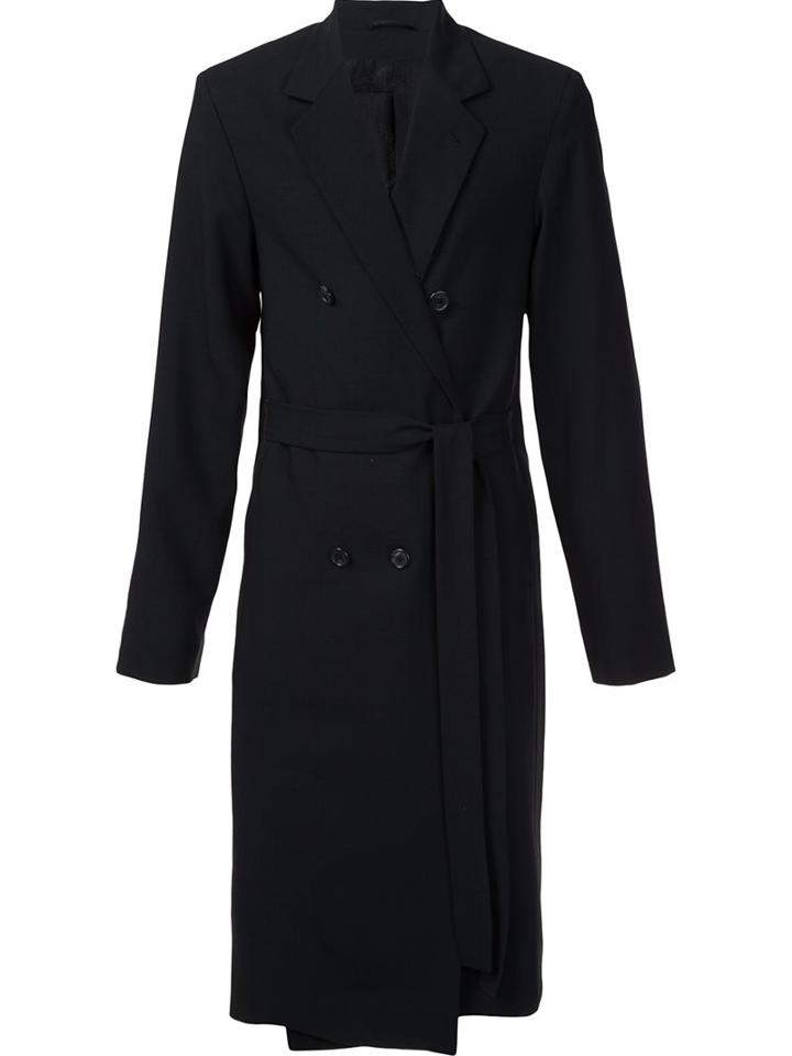 Ann Demeulemeester Double Breasted Coat, Men's, Size: Large, Black, Cotton/nylon/rayon/virgin Wool