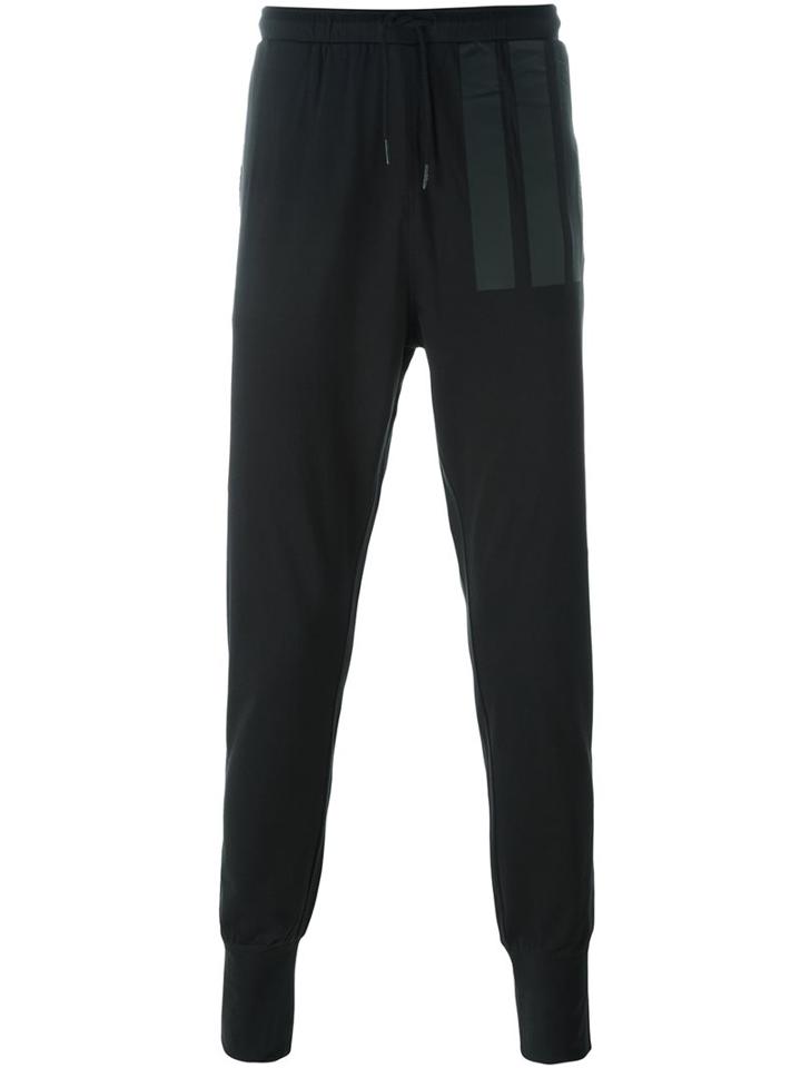 Y-3 Striped Detailing Track Pants, Men's, Size: Medium, Black, Cotton/polyester
