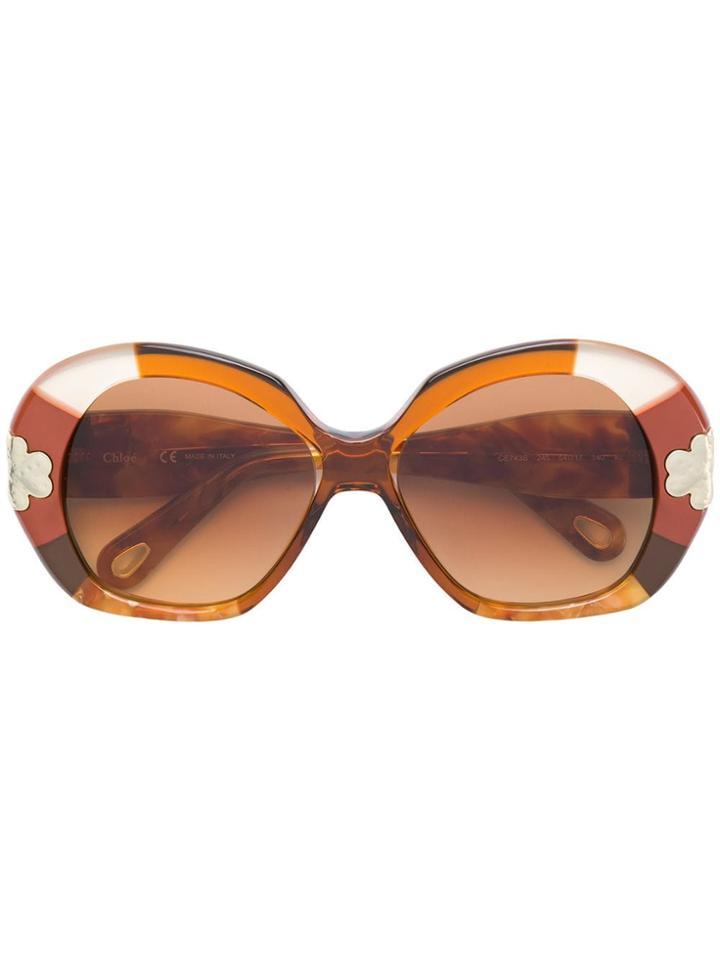 Chloé Eyewear Striped Oversized Sunglasses - Yellow
