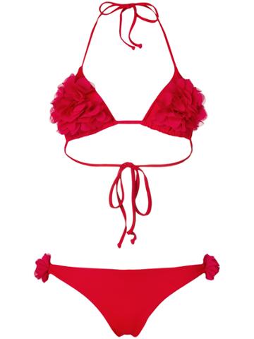La Reveche Shayna Frill Detail Bikini - Red