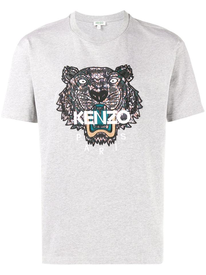 Kenzo Snake Tiger T-shirt, Men's, Size: Small, Grey, Cotton/polyester