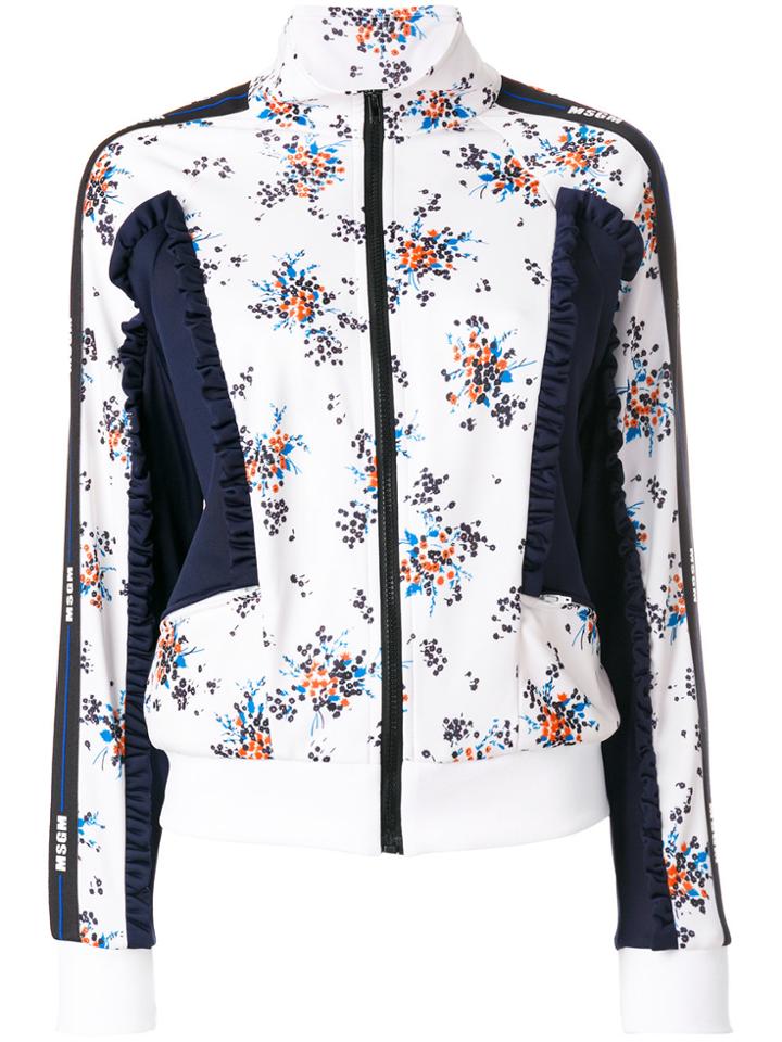 Msgm Floral Print Jacket - White