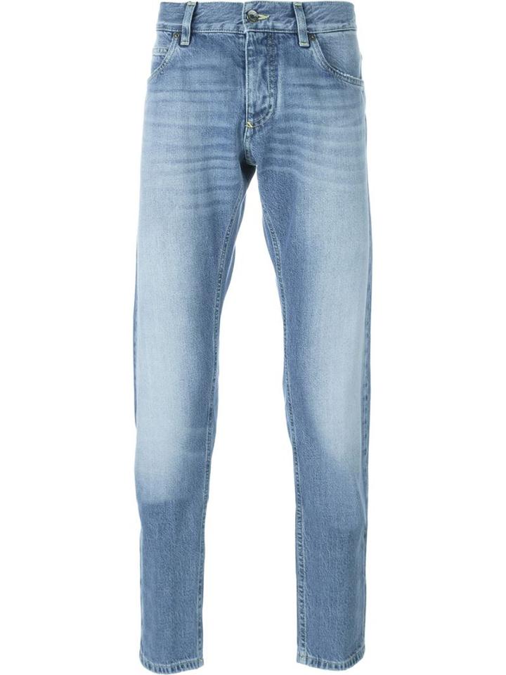 Dolce & Gabbana Slim Fit Jeans, Men's, Size: 52, Blue, Cotton/calf Leather/lyocell