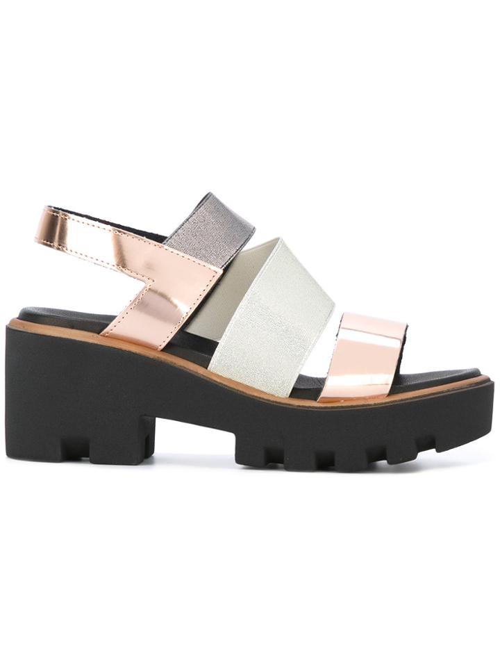 Pollini Cross Strap Sandals - Metallic