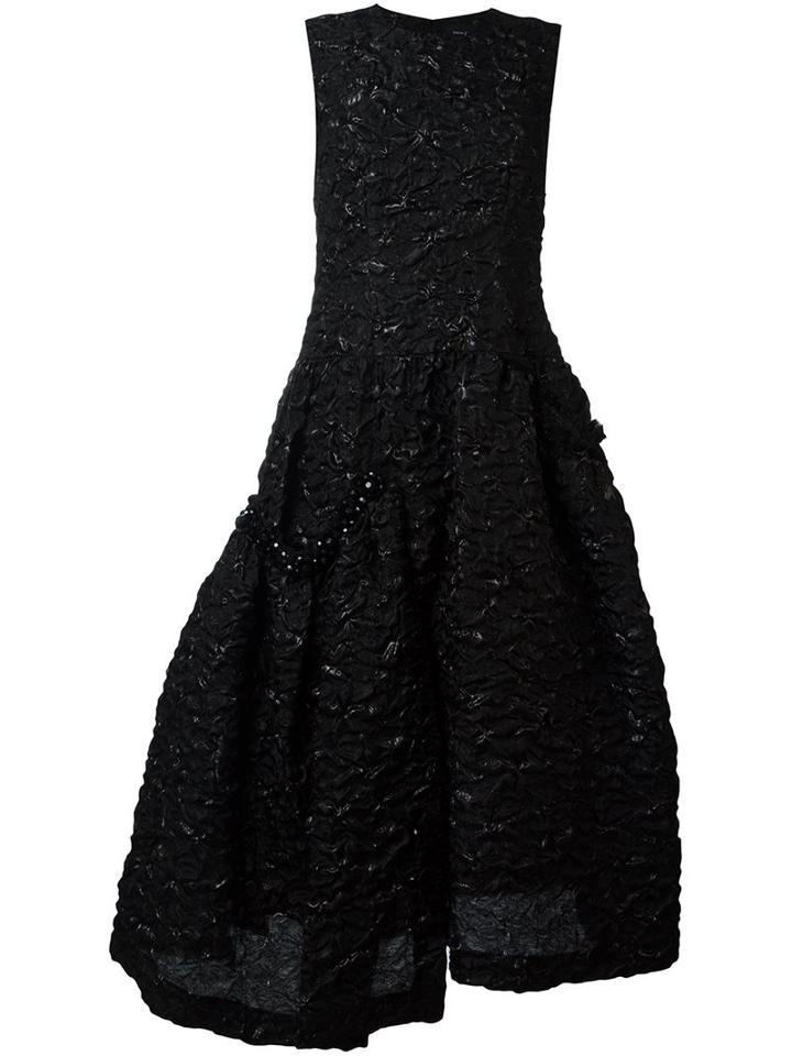 Simone Rocha Jacquard Asymmetric Flared Dress, Women's, Size: 12, Black, Spandex/elastane/acetate/polyester/polyester