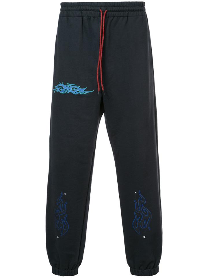 Rochambeau Flame Print Track Pants - Black