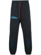 Rochambeau Flame Print Track Pants - Black