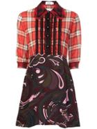 Coach Contrast Print Shirt Dress, Women's, Size: 4, Red, Wool/nylon/silk