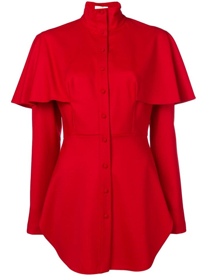 Sara Battaglia Draped Shoulder Shirt - Red