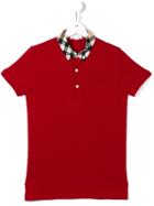 Burberry Kids Check Collar Polo Shirt - Red