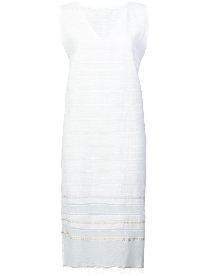 Lemlem Kelali Frayed V-neck Dress - White