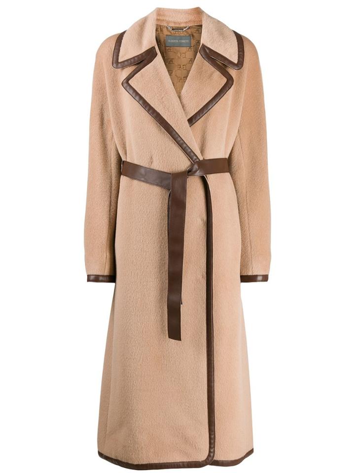 Alberta Ferretti Belted Double-breasted Coat - Neutrals