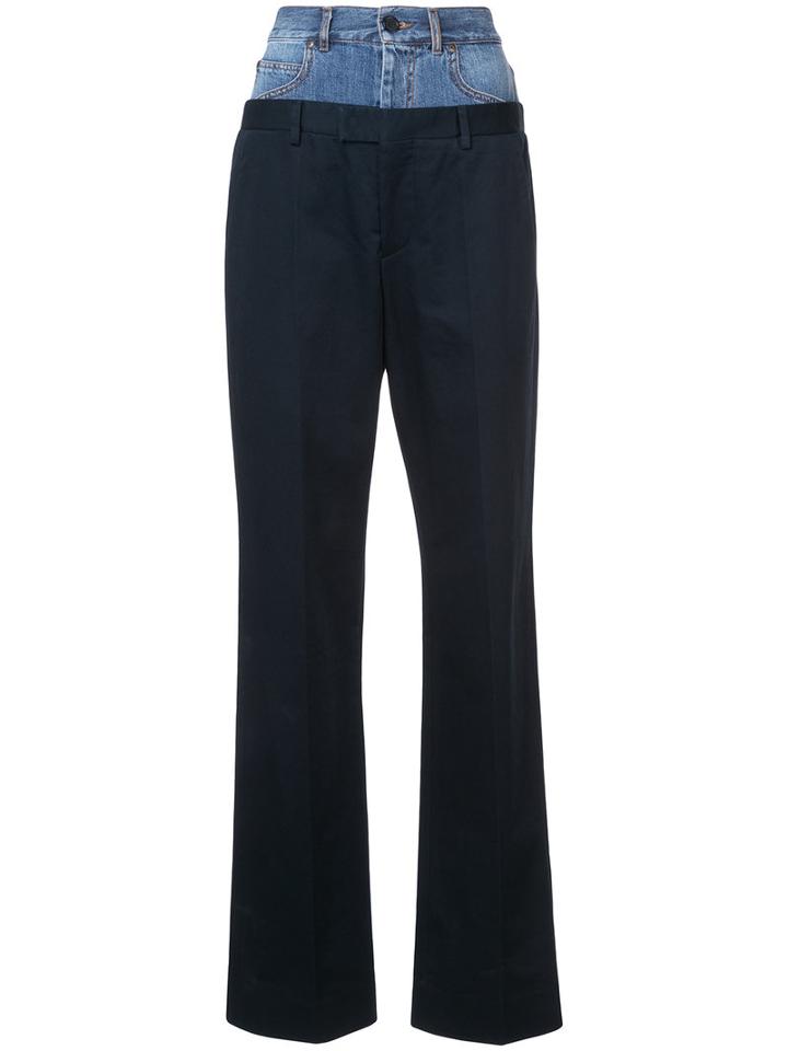 Maison Margiela - Double Waisted Trousers - Women - Cotton - 40, Blue, Cotton