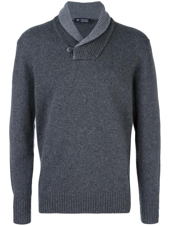 Hackett Shawl Collar Jumper, Men's, Size: Small, Grey, Cashmere/merino