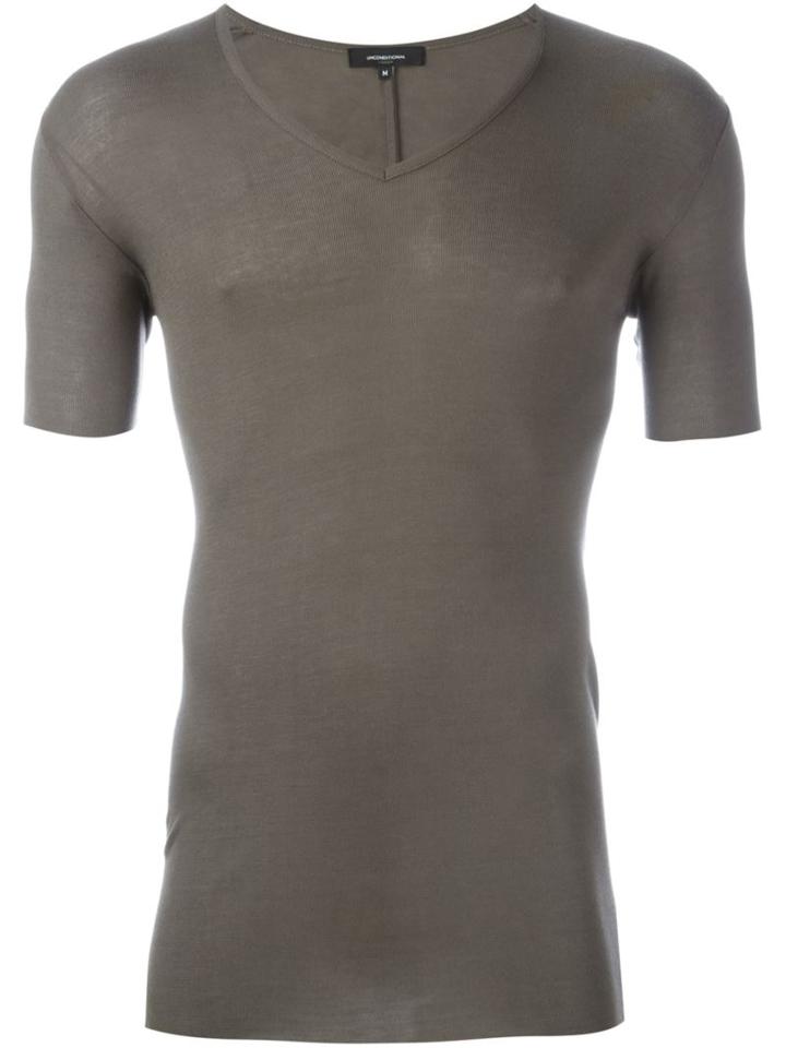 Unconditional Ribbed V-neck T-shirt, Men's, Size: Large, Green, Rayon