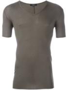 Unconditional Ribbed V-neck T-shirt, Men's, Size: Large, Green, Rayon