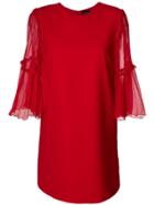 Ermanno Ermanno Sheer Ruffle Sleeve Dress - Red