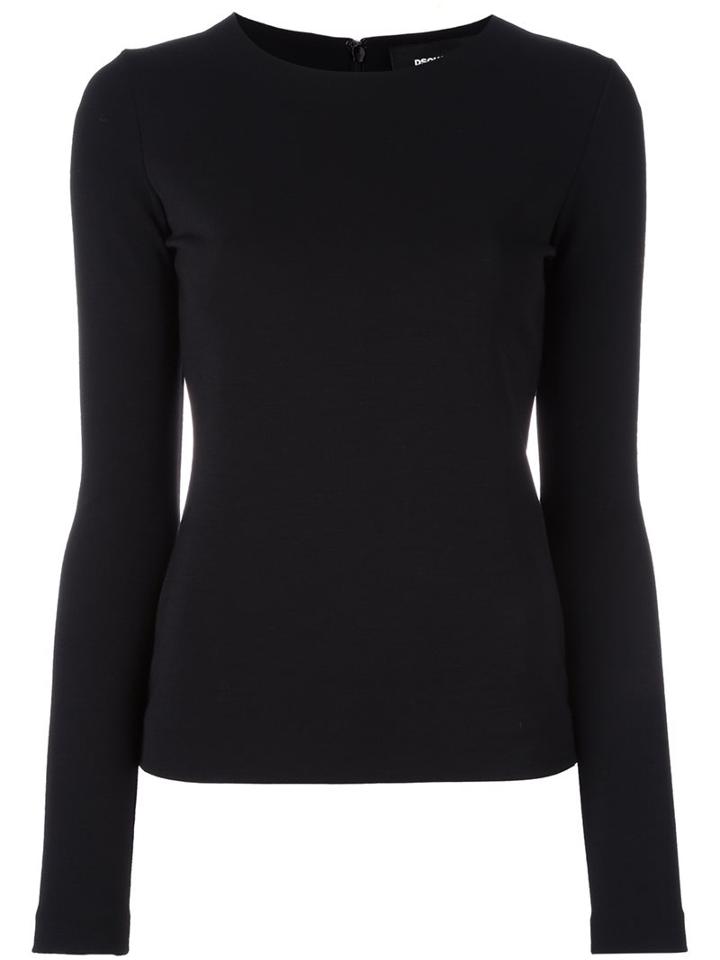 Dsquared2 Fitted Long Sleeved Blouse, Women's, Size: Small, Black, Nylon/spandex/elastane/virgin Wool