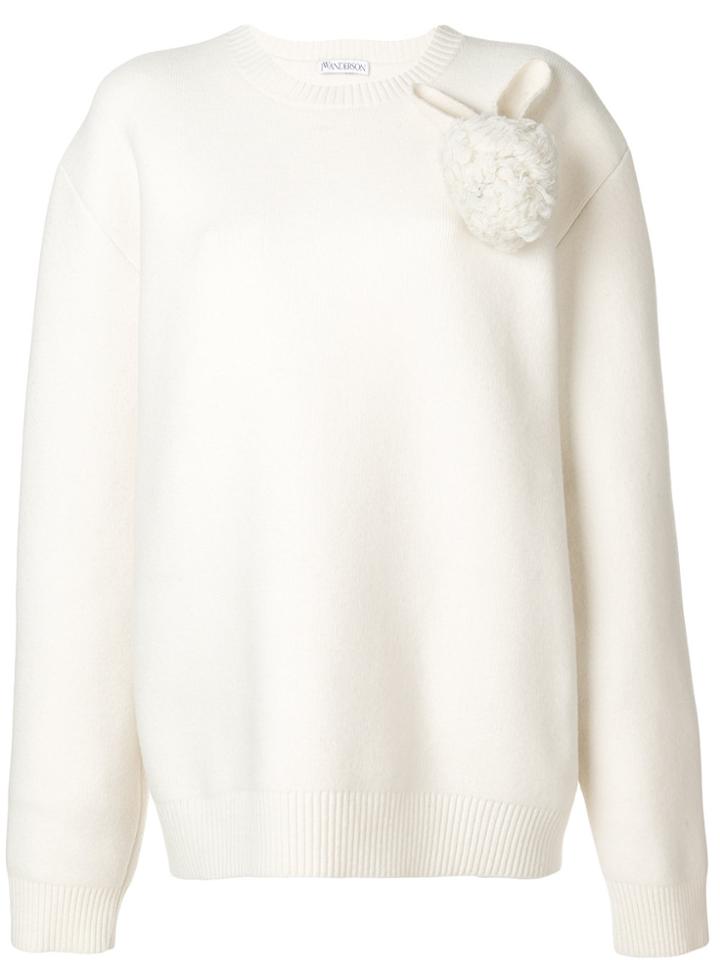 Jw Anderson Bunny Brooch Jumper - White