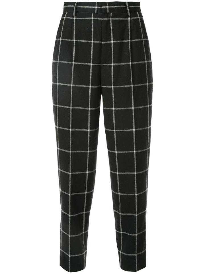 Astraet Cropped Grid Trousers - Black