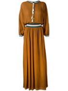Roberto Collina - Long Tassel Detail Dress - Women - Cotton/nylon/polyester/viscose - S, Women's, Brown, Cotton/nylon/polyester/viscose
