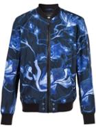 Diesel Floral Print Bomber Jacket, Men's, Size: Medium, Blue, Polyester