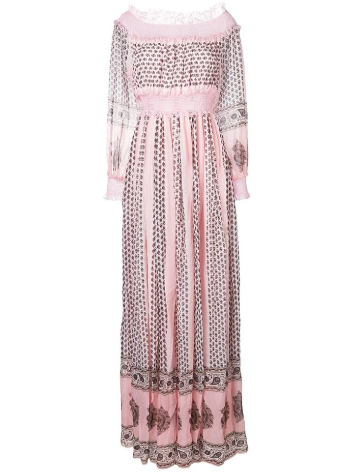 Giambattista Valli Printed Bardot Maxi Dress - Pink & Purple